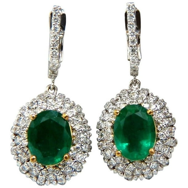 Details about   4Ct Heart Brilliant Cut Green Emerald Drop Dangle Earrings 14K White Gold Over